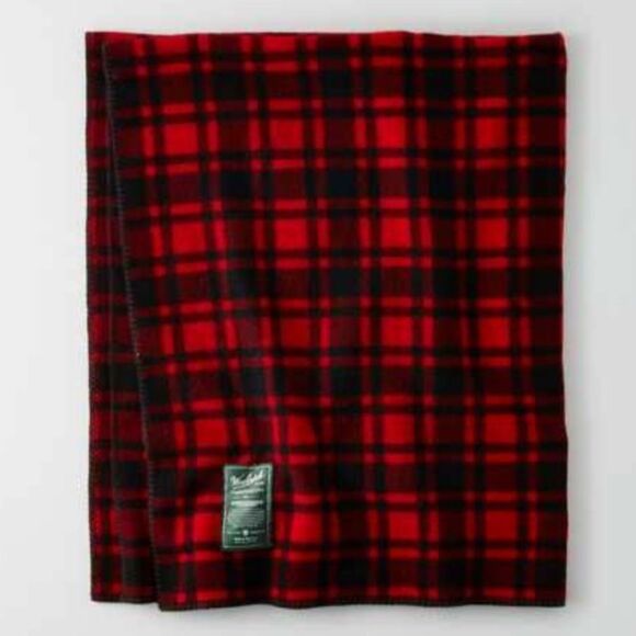 AEO x Woolrich Plaid Archive Wool Throw Blanket - Picture 1 of 5